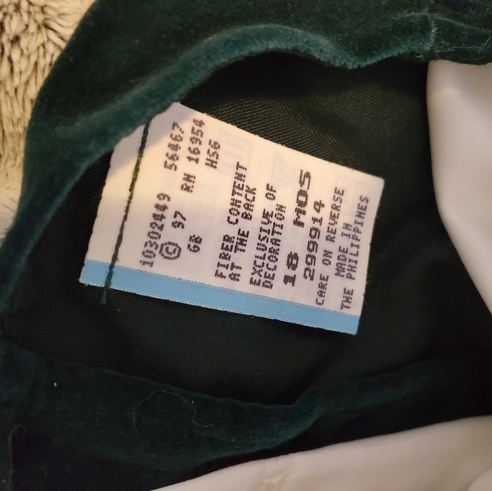 Vintage green velvet jumper dress with blouse 18M - Picture 6 of 7